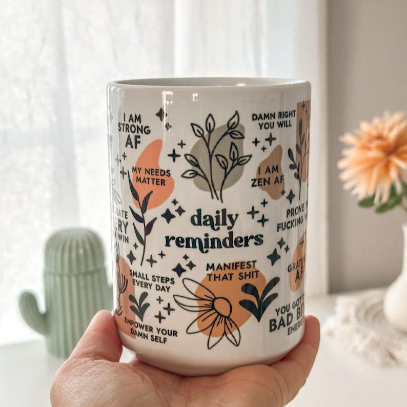 Mental Health mug Daily Affirmations cup Daily affirmations mug gift for her best friend tumbler Mental health giftful mug