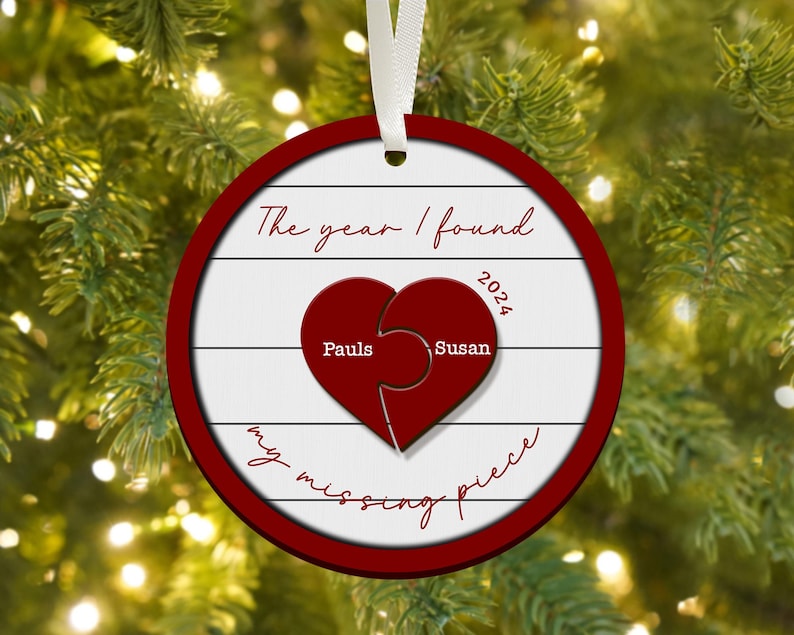 The Year I Found My Missing Piece, Custom Couple Christmas 2024 Ornament, Christmas Gift for Him or Her, Newly Wed Gift, Christmas Decor
