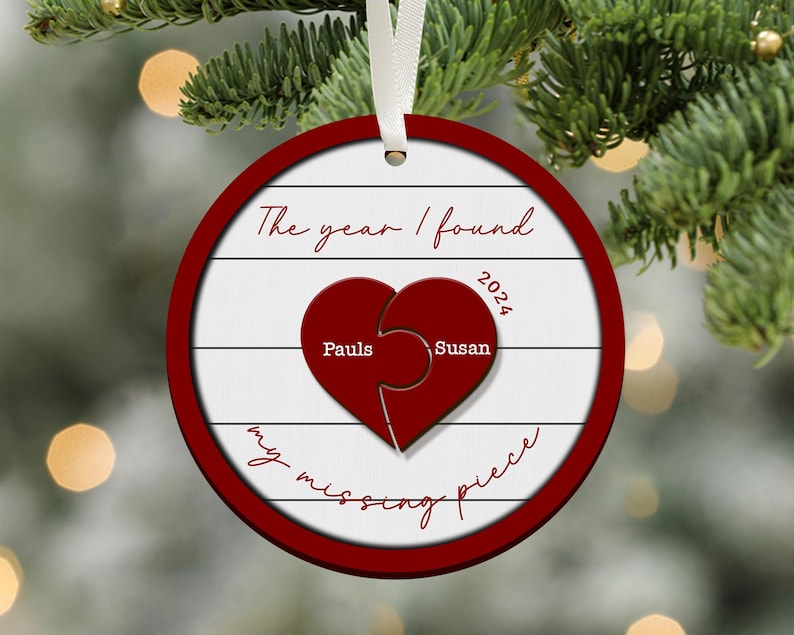 The Year I Found My Missing Piece, Custom Couple Christmas 2025 Ornament, Christmas Gift for Him or Her, Newly Wed Gift, Christmas Decor