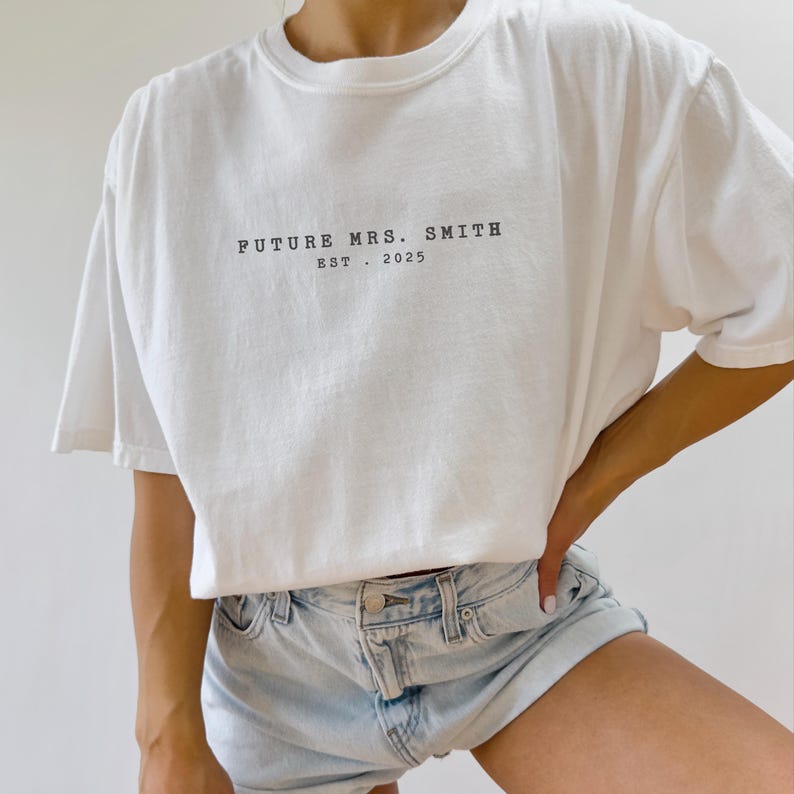 Engagement Gift for Her Future Mrs Personalized Shirt with EST Year, Custom Engaged Era Fiancee Shirt Gift for Future Bride