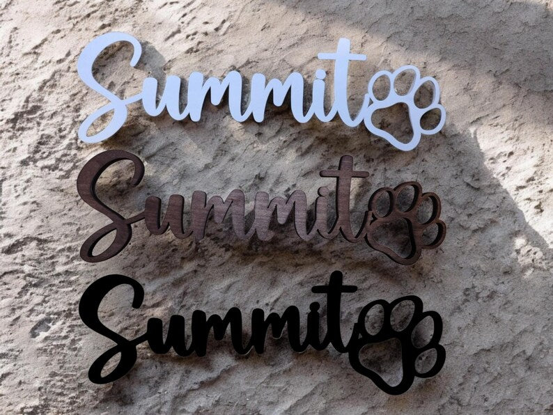 Personalized Wood Pet Name with Paw | Custom Wood Dog D cor | Dog Name Sign | Gift for Dog Mom Dog Dad | Pet Name Sign Dog Gift Signs