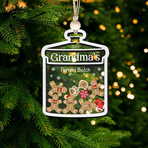 Personalized Grandchildren Ornaments, Grandma's Perfect Batch Ornament, Christmas Gifts For Grandparents, Gingerbread Family Ornament