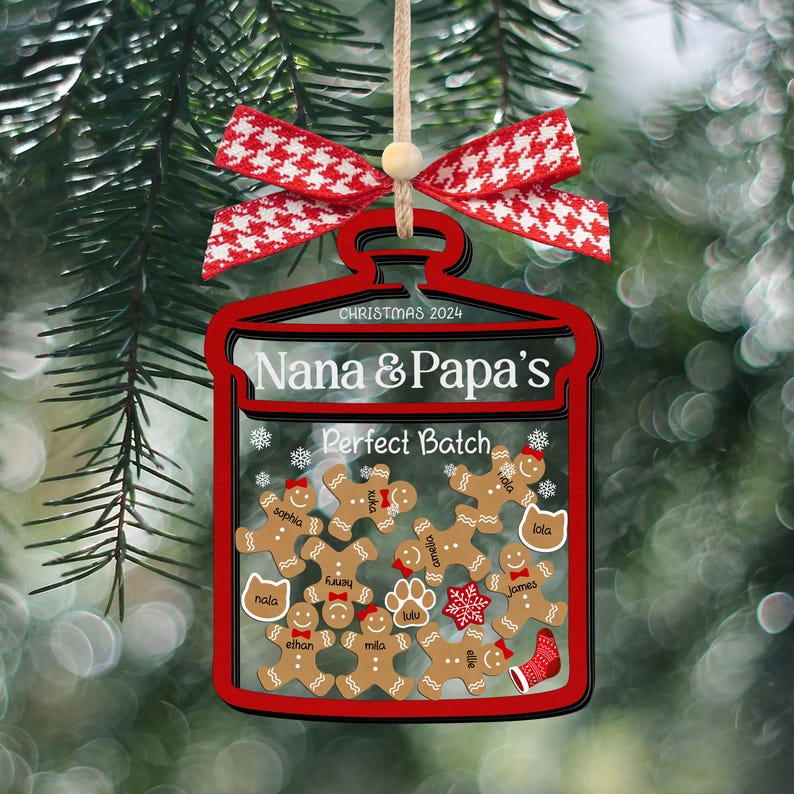 Personalized Grandchildren Ornaments, Grandma's Perfect Batch Ornament, Christmas Gifts For Grandparents, Gingerbread Family Ornament