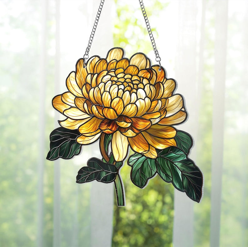 Birth Flower With Name Suncatcher Ornament, Birth Month Flower Acrylic Window Hanging, Birth Flower Memorial Gift, Mothers Day Gift For Mom