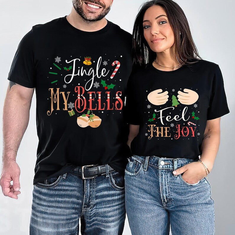 His And Her Christmas Sweatshirt, Christmas Couple Shirts, Funny Christmas T-shirt, Chest And Nuts, Rude Couple Shirts, Matching Couples Tee