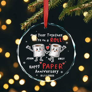 Personalized First Anniversary Ornament, 1st Anniversary Gift, Paper Wedding Anniversary Ornament, Anniversary Gift for Husband Wife