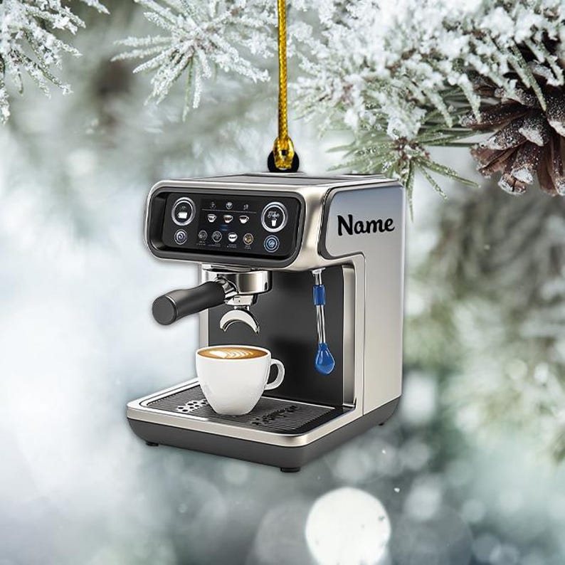 Personalized Coffee Machine Ornament, Espresso Machine Christmas Ornament, Bartender Ornament, Barista Coffee Holiday Ornament