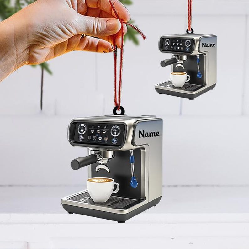 Personalized Coffee Machine Ornament, Espresso Machine Christmas Ornament, Bartender Ornament, Barista Coffee Holiday Ornament