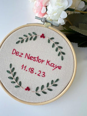 Hand Embroidered Baby's first Christmas Ornament, Custom Embroidered Hoop Ornament, Christmas Decor, Holiday Decor, Christmas Tree Decor.
