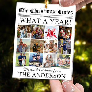 Personalized Christmas Magazine Photo Ornament, The Christmas Times - What A Year Newspaper, Gift For Friends Besties BFF, Xmas Decoration