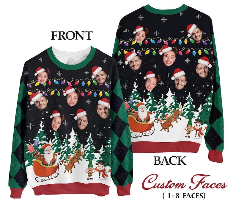 Custom Face Christmas Sweatshirt For Men Women, Custom Ugly Christmas Sweatshirt, Personalized Christmas Shirt, Funny Custom Face Sweatshirt