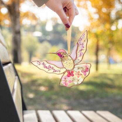 Hummingbird Acrylic Window Hangings Christmas Gifts Pressed Flower Art Custom Acrylic Hummingbird Suncatcher Gifts For Mom
