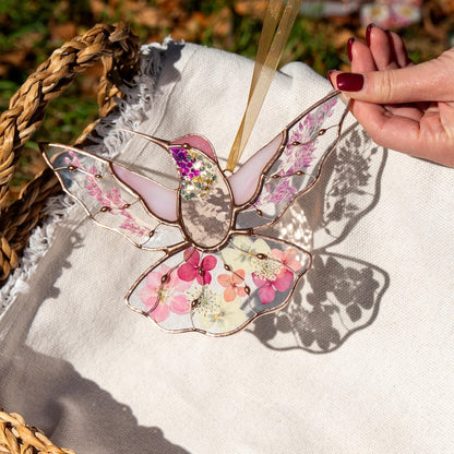 Hummingbird Acrylic Window Hangings Christmas Gifts Pressed Flower Art Custom Acrylic Hummingbird Suncatcher Gifts For Mom
