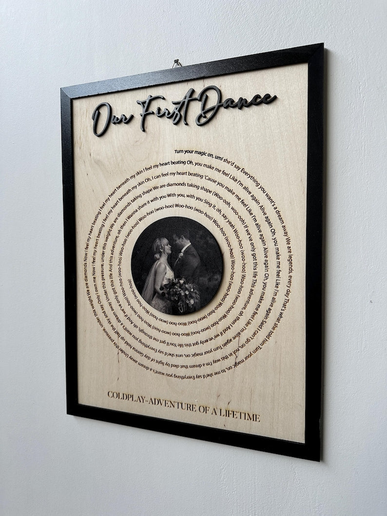 Custom Wooden Vinyl Decor, Personalized Wedding Song Lyrics Engraved, Wooden Anniversary Gift, First Dance Lyrics, Custom Song Lyric Art