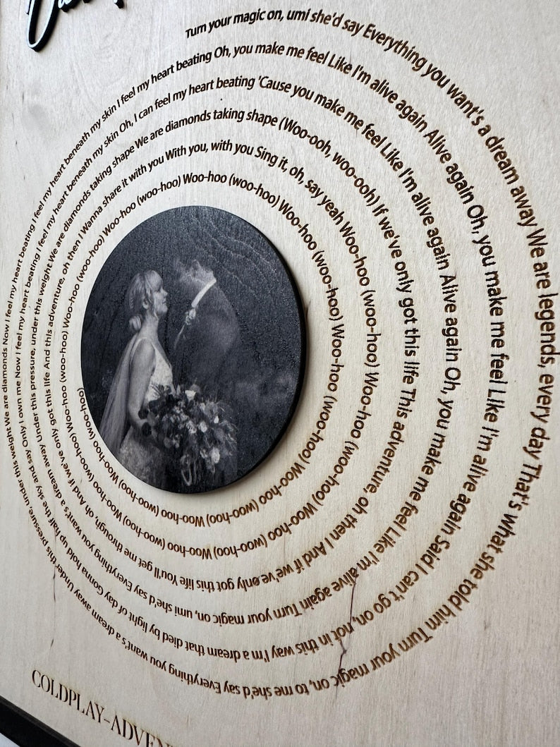 Custom Wooden Vinyl Decor, Personalized Wedding Song Lyrics Engraved, Wooden Anniversary Gift, First Dance Lyrics, Custom Song Lyric Art
