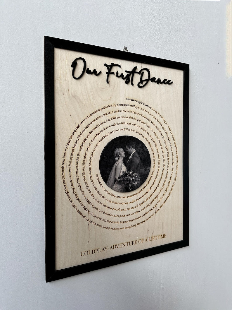 Custom Wooden Vinyl Decor, Personalized Wedding Song Lyrics Engraved, Wooden Anniversary Gift, First Dance Lyrics, Custom Song Lyric Art