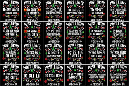 144 Quotes Most Likely to Christmas Shirt, Family Matching Christmas T-Shirts, Christmas Shirt, Funny Christmas Shirt, Family Pajamas
