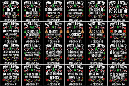 144 Quotes Most Likely to Christmas Shirt, Family Matching Christmas T-Shirts, Christmas Shirt, Funny Christmas Shirt, Family Pajamas
