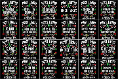 144 Quotes Most Likely to Christmas Shirt, Family Matching Christmas T-Shirts, Christmas Shirt, Funny Christmas Shirt, Family Pajamas