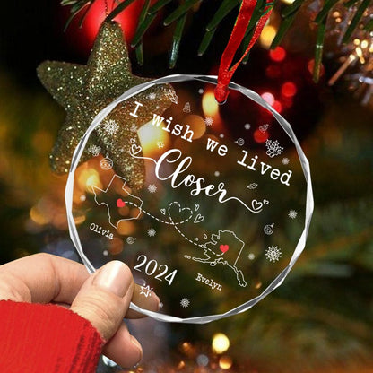 Personalized Long Distance State To State Ornament, Best Friend Gift, I Wish You Lived Next Door, 2024 Couple Keepsake, Christmas Gifts