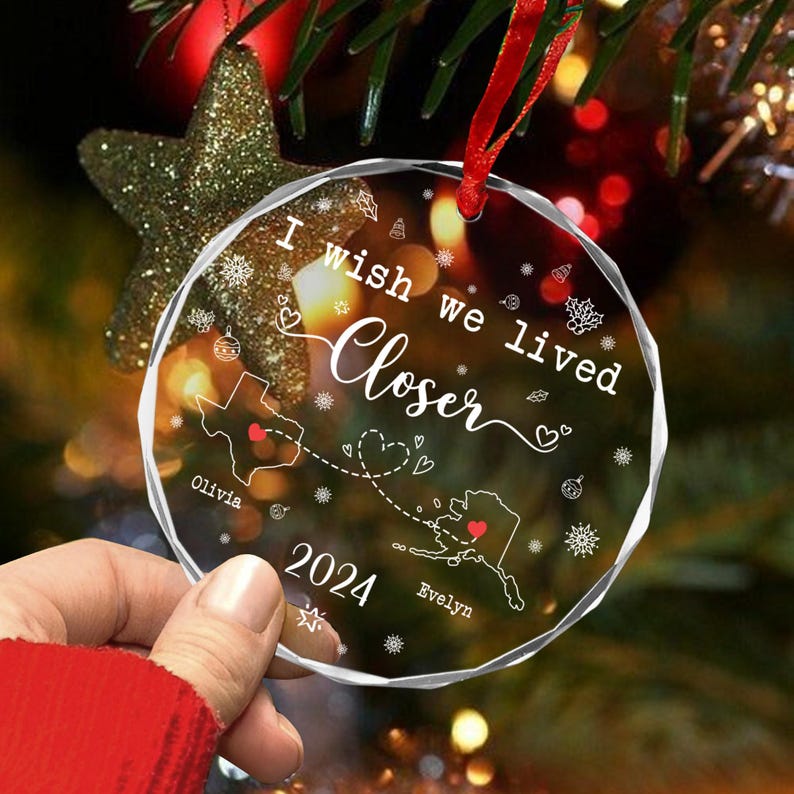 Personalized Long Distance State To State Ornament, Best Friend Gift, I Wish You Lived Next Door, 2024 Couple Keepsake, Christmas Gifts