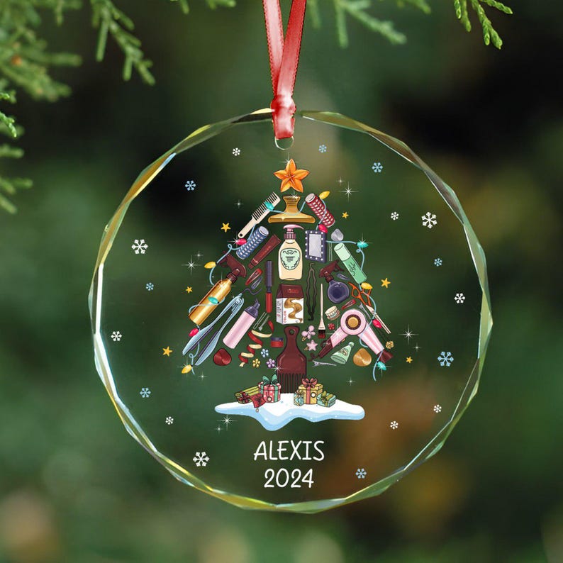 Hairdresser Ornament, Hairstylist Ornament, Hair Stylist Gift, Hair Salon Decor, Beautician Ornament, Barber Ornament, Cosmetologist Gift - Crystal Ornament