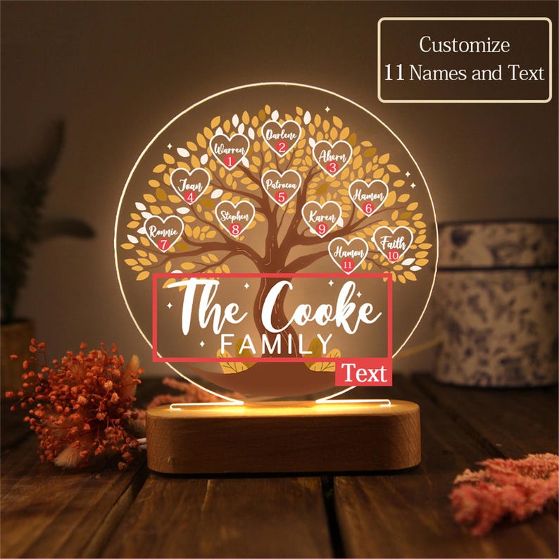 Tree of Life Names Night Light Mother's Day Gift, Family Tree Night Light, Custom Night Light with Kids Names, Birthday Gifts, Gifts for Mom