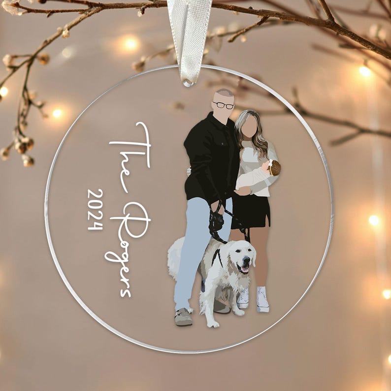 Personalized Family Christmas Ornament, Custom Family Faceless Portrait From Photo Ornament, Family Picture Ornament, Family Christmas Decor