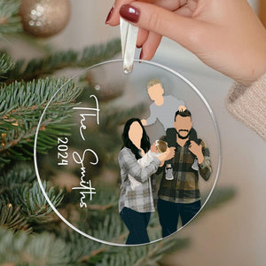 Personalized Family Christmas Ornament, Custom Family Faceless Portrait From Photo Ornament, Family Picture Ornament, Family Christmas Decor