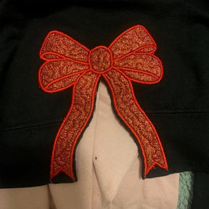 Custom MAMA Embroidered Bow Sweatshirt | Side Bow Applique Sweatshirt | Christmas Bow Sweatshirt | Glitter Christmas Sweatshirt