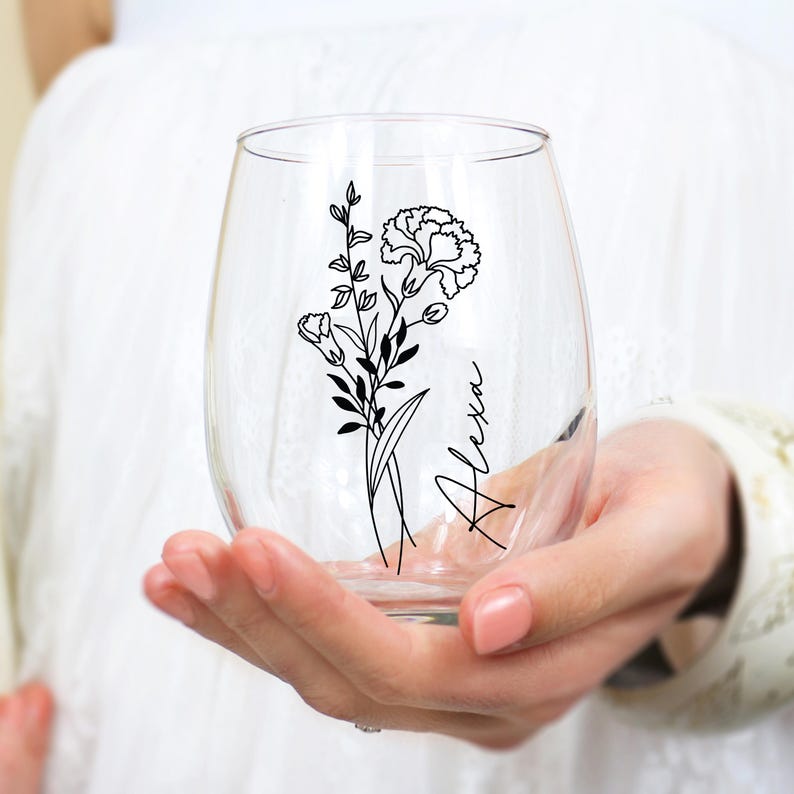 Wine Glass Personalized Wine Tumbler Name Personalized Gift for Bridesmaid Gift Tumbler Stemless Wine Glasses Personalized Gift for Her
