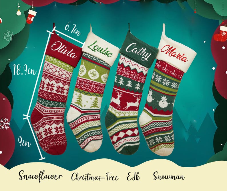 2025 Embroidered Christmas Stocking,Personalized Family Christmas Stocking,Knitted Stockings With Name,Christmas Stocking,Holiday Decor Gift