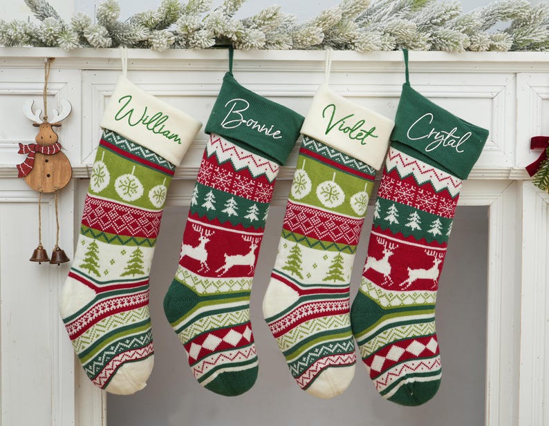 2025 Embroidered Christmas Stocking,Personalized Family Christmas Stocking,Knitted Stockings With Name,Christmas Stocking,Holiday Decor Gift