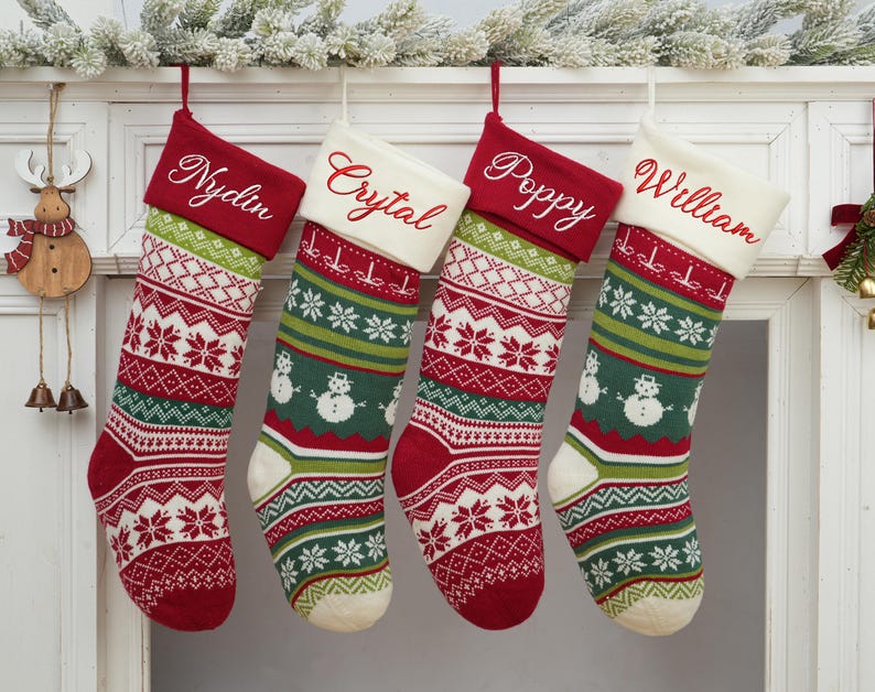 2025 Embroidered Christmas Stocking,Personalized Family Christmas Stocking,Knitted Stockings With Name,Christmas Stocking,Holiday Decor Gift
