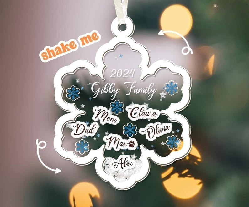 Family Ornament, Personalized Family Christmas Ornaments, 4D Shake Family Ornament, Christmas Gift, Family Keepsake 2024, Family With Pet