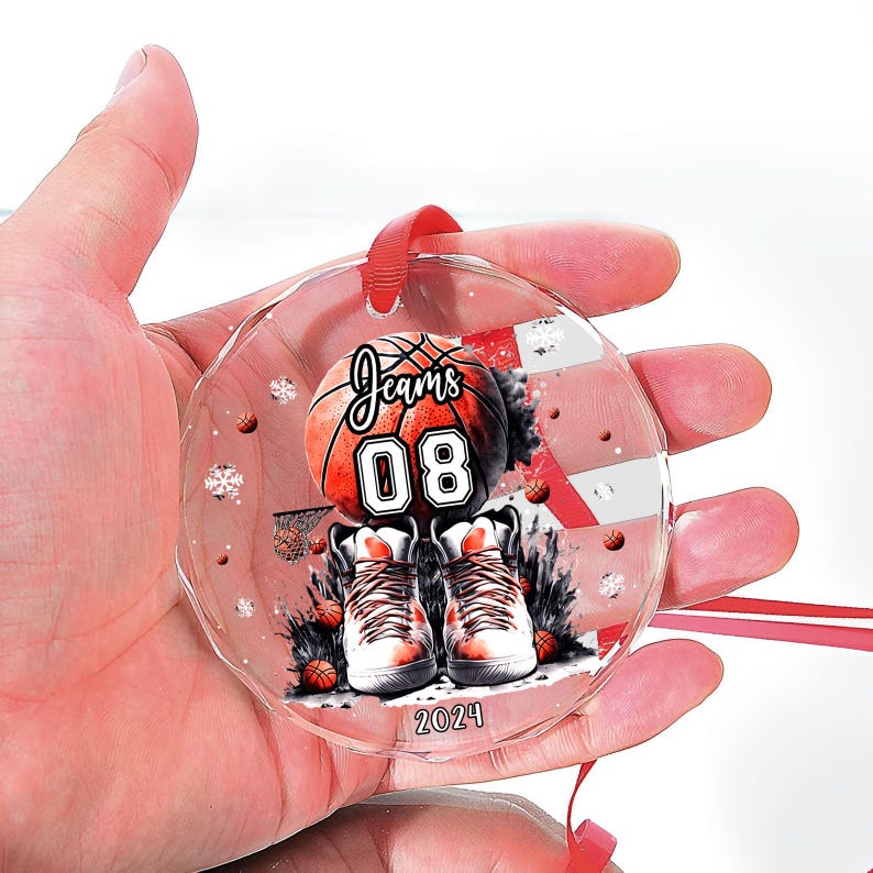 Personalized Basketball Ornament, Basketball Lovers Gift, Custom Basketball Players Christmas Ornament, Girls and Boys Basketball Ornament
