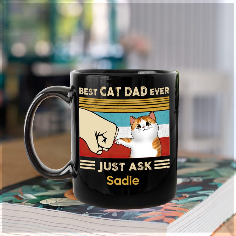 Personalized Best Cat Dad Ever Mug, Custom Cat Breed Mug, Cat Name Mug, Gift For Cat Dad, Funny Cat Lover Mug, Father's Day Gift Coffee Mug