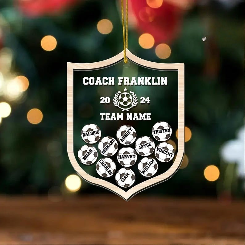 Personalized Soccer Team Shake Ornament, Custom Soccer Player Ornament, Soccer Coach Gift, Soccer Team Keepsake, Soccer Christmas Ornament