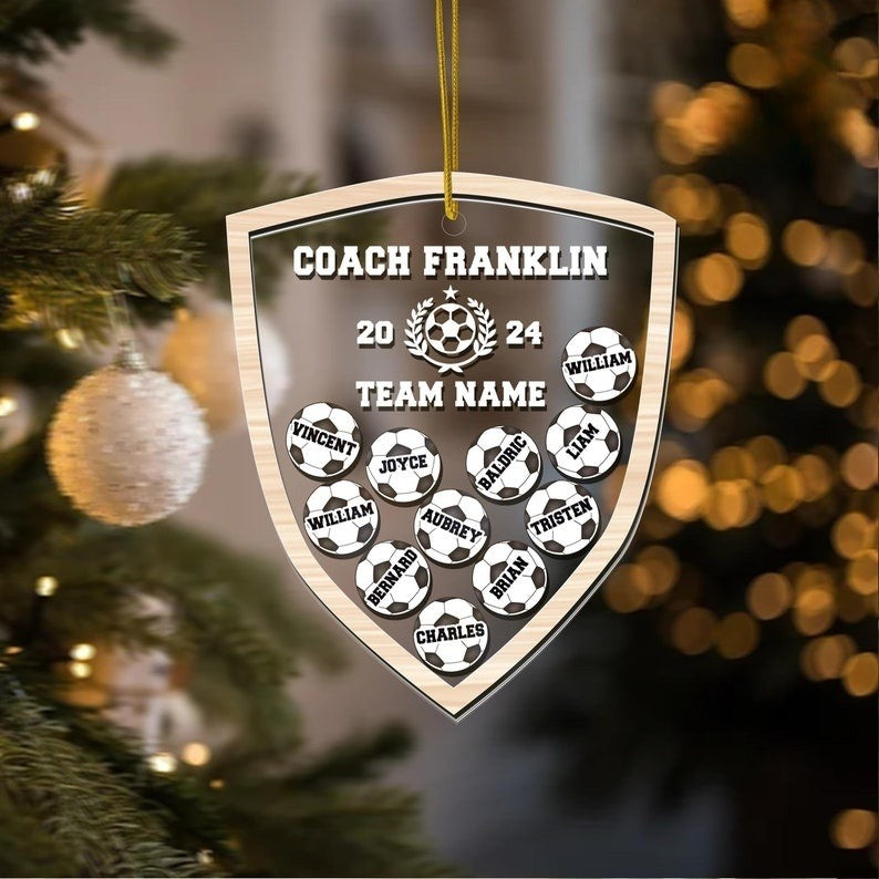 Personalized Soccer Team Shake Ornament, Custom Soccer Player Ornament, Soccer Coach Gift, Soccer Team Keepsake, Soccer Christmas Ornament