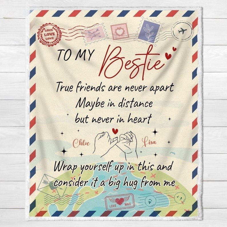 Personalized Besties Throw Blanket, Blanket Gift,Custom Friendship Gift, Custom Bestie Blanket, Gift for Best Friend, Gift for Sister Bestie