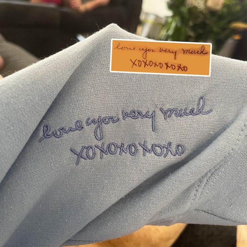Custom Your Handwriting Embroidered Sweatshirt, Embroidered Couple Message Shirt, Couple Matching Sweatshirt, Personalized Gift For Him Her