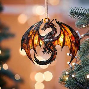 Personalized Dragon Flying 2D Flat Ornament, Dragon Christmas Tree Ornaments, Dragon Flying Ornament, Gift for Dragon Lover