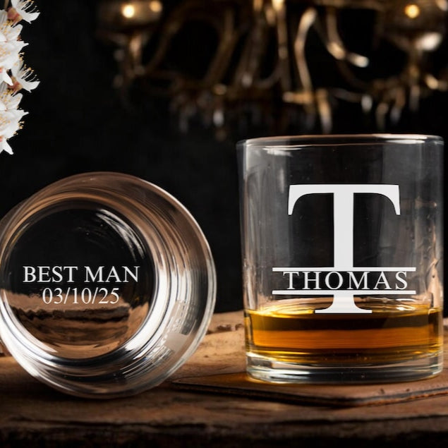 Whiskey Glasses for Groomsmen Gifts Personalized Whiskey Glass Groomsmen Proposal Best Man Gift for Him, Groom Gift, Father of the Bride