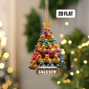 Personalized Duck Toy 2D Flat Ornament, Funny Duck Toy Rearview Mirror Car Accessories, Duck Toy Tree Christmas Ornament, Xmas Gift for Kids
