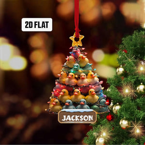 Personalized Duck Toy 2D Flat Ornament, Funny Duck Toy Rearview Mirror Car Accessories, Duck Toy Tree Christmas Ornament, Xmas Gift for Kids