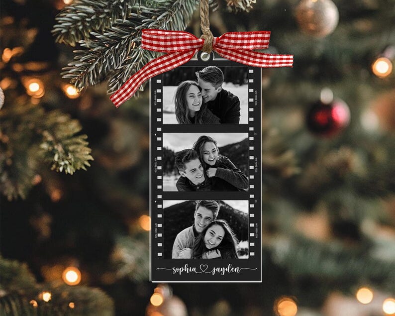 Custom Photo Strip Ornament, Christmas Ornament 2024, Personalized Ornament with Photos, Family Ornament, Couple Ornament, Bestie Gift