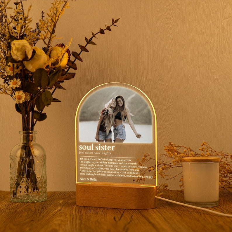 Personalized Soul Sister Definition Plaque,Custom Photo Gifts,Best Friends Gift,Birthday Gift for Her,Sister Picture Frame,Christmas Gifts