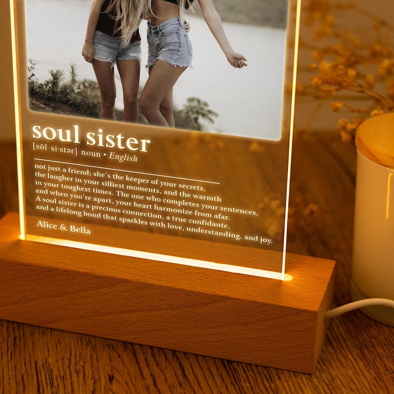 Personalized Soul Sister Definition Plaque,Custom Photo Gifts,Best Friends Gift,Birthday Gift for Her,Sister Picture Frame,Christmas Gifts