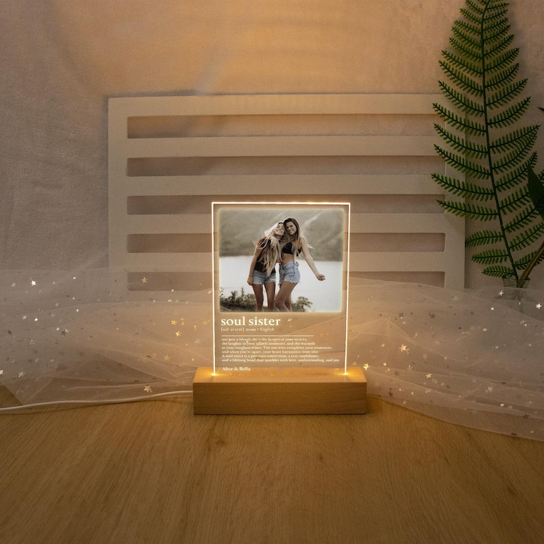 Personalized Soul Sister Definition Plaque,Custom Photo Gifts,Best Friends Gift,Birthday Gift for Her,Sister Picture Frame,Christmas Gifts
