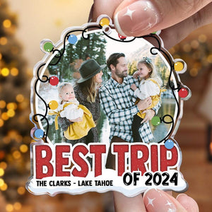 Personalized Travel Photo Ornament, Best Trip Of 2024, Christmas Moment Trip Photo Ornament, Gift For Family Sister Friend Travel Trip